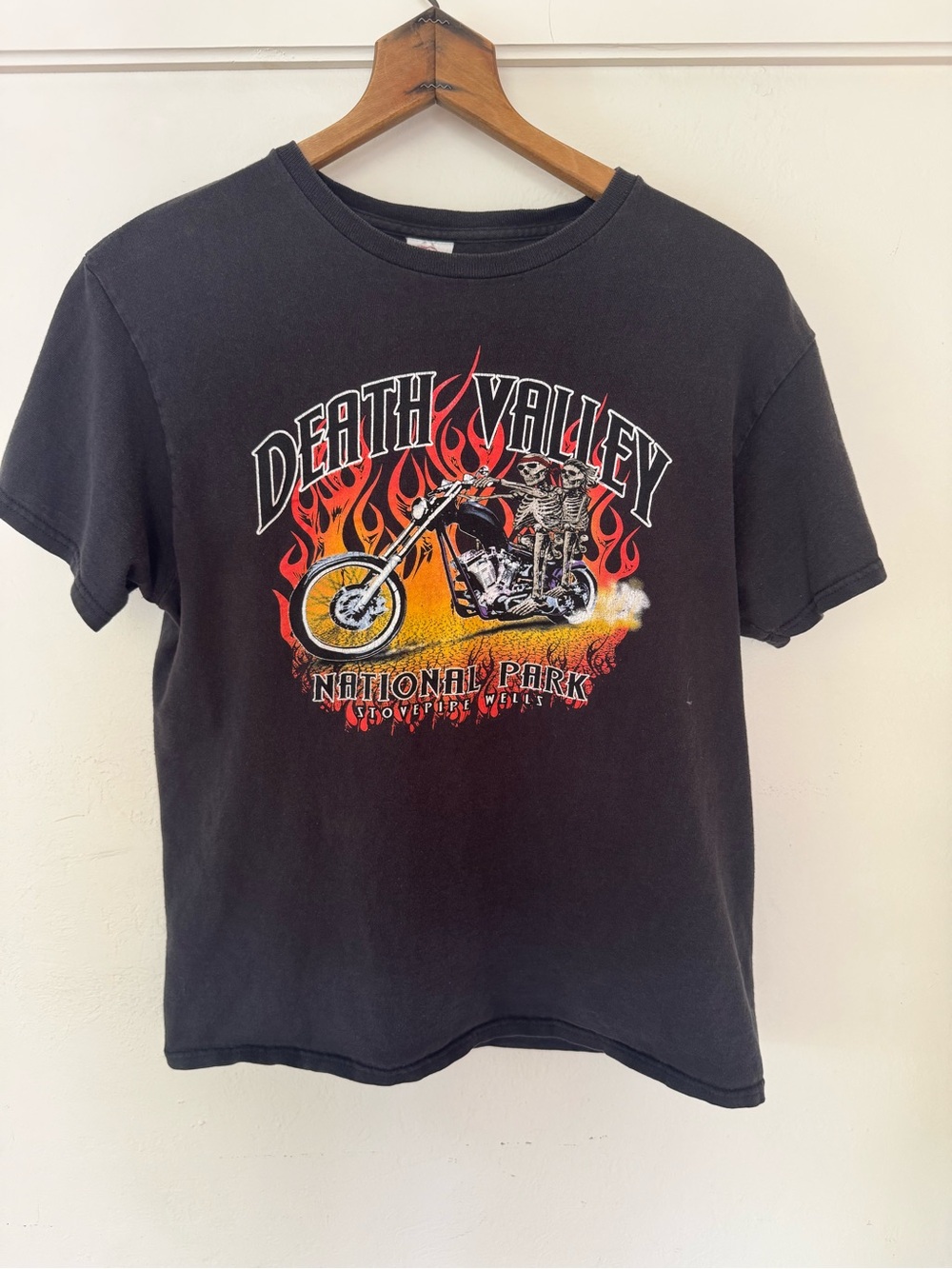Death Valley National Park Stovepipe Wells T Shirt Skeleton Motorcycle Biker